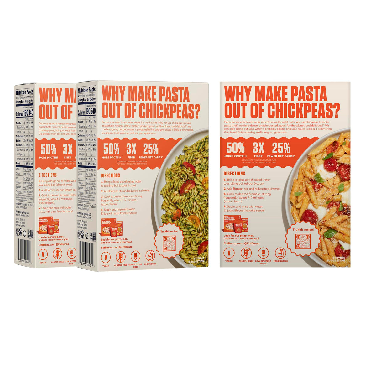 Banza Gluten-Free Chickpea Pasta Variety Pack – 20g Protein, Lower Carb, High Fiber, Plant-Based Pasta | 8oz (Pack of 6)