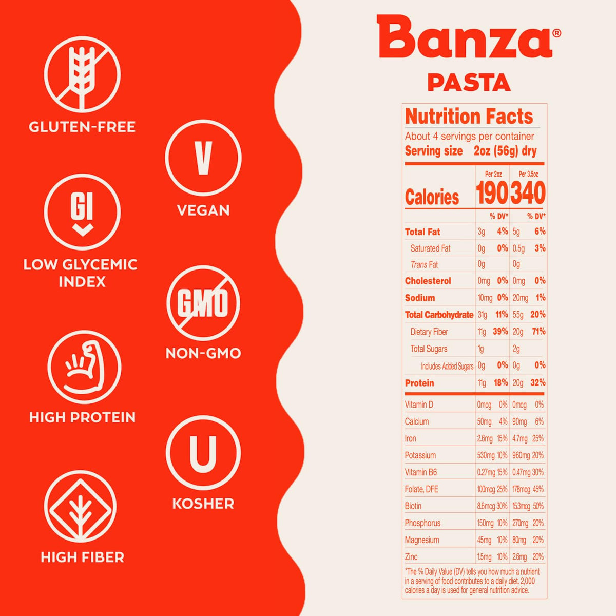 Banza Gluten-Free Chickpea Pasta Variety Pack – 20g Protein, Lower Carb, High Fiber, Plant-Based Pasta | 8oz (Pack of 6)