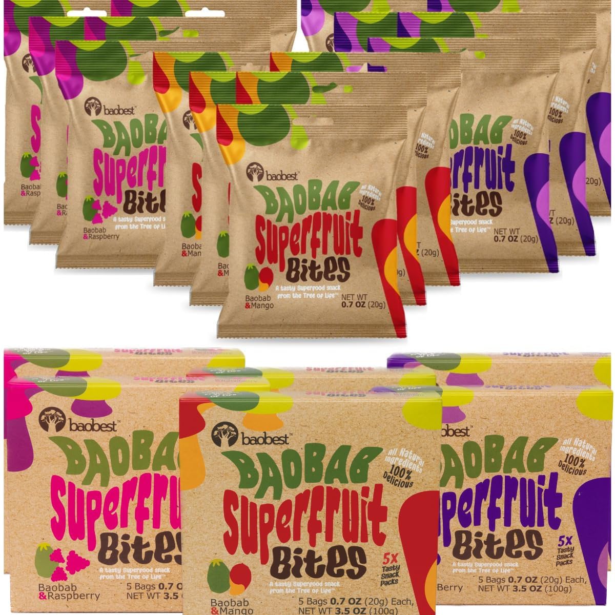 Baobest Superfruit Bites – Baobab Snack Variety Pack (Berry, Mango & Raspberry) | Vegan & Gluten-Free