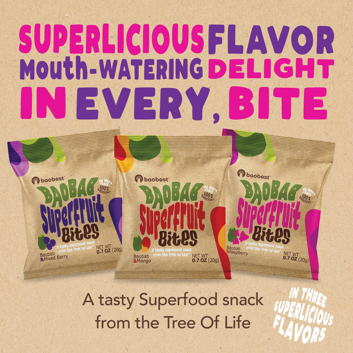 Baobest Superfruit Bites – Baobab Snack Variety Pack (Berry, Mango & Raspberry) | Vegan & Gluten-Free