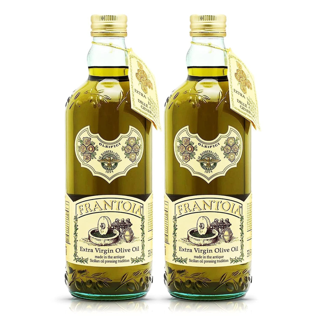Barbera Frantoia EVOO – 2x 1L Sicilian Extra Virgin Olive Oil (Biancolilla, Nocellara, Cerasuola) Cold-Pressed