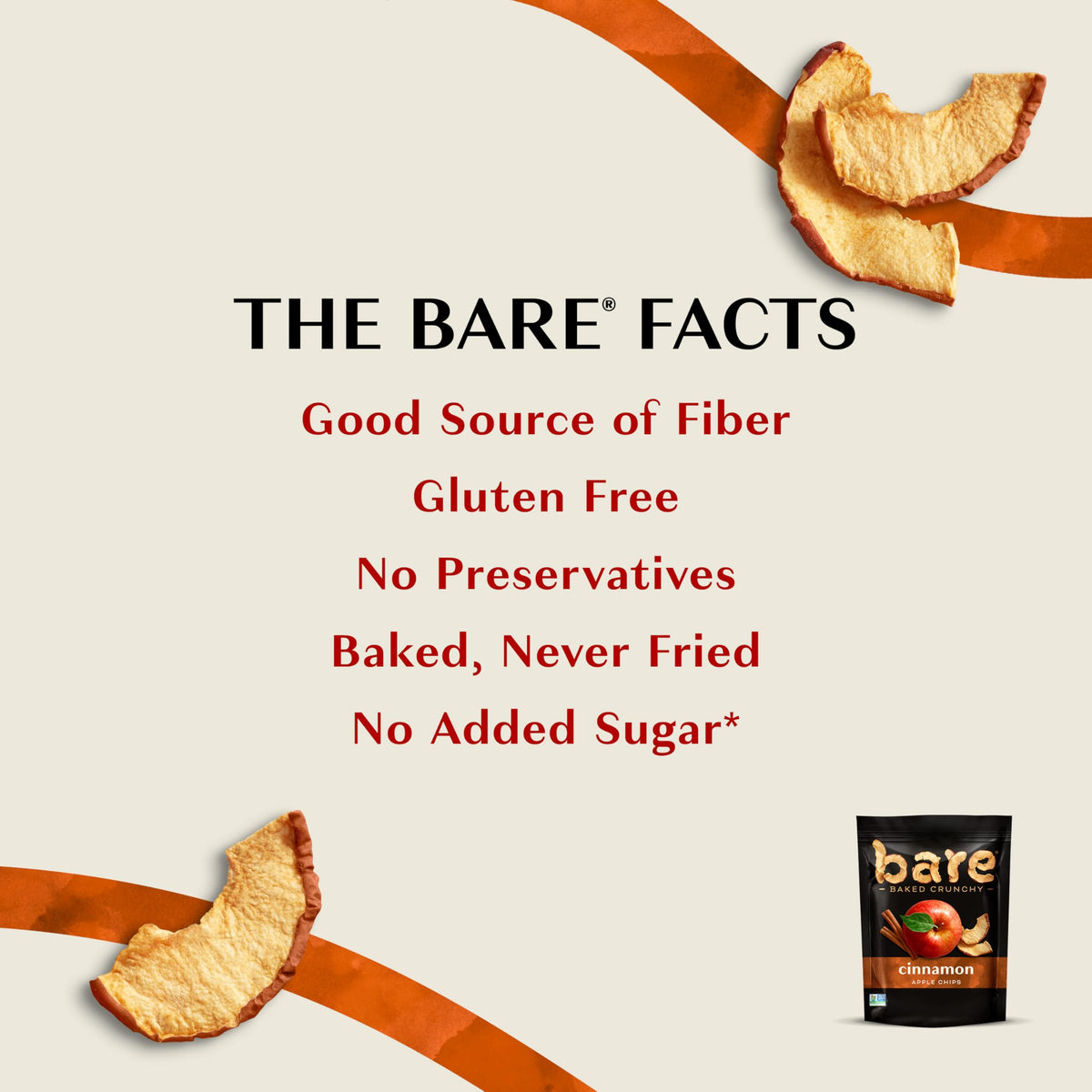 Bare Baked Crunchy Apples Cinnamon Chips – 6 Pack (3.4 oz each) | Gluten-Free, No Added Sugar