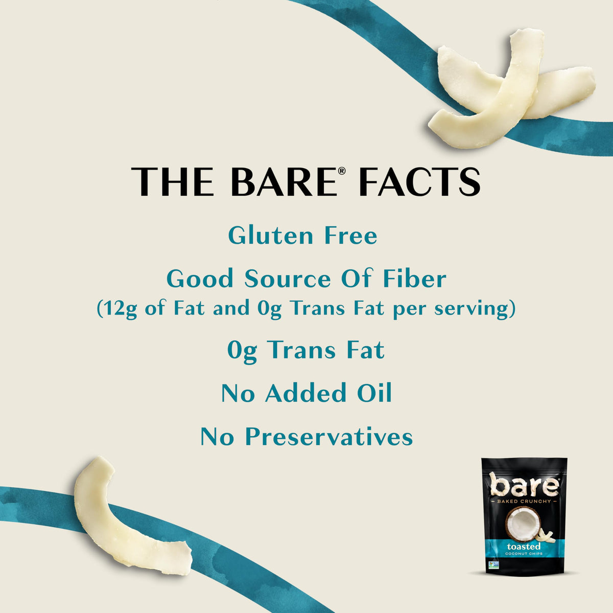 Bare Baked Crunchy Toasted Coconut – 6-Pack Crispy Snack, Gluten Free, Non-GMO