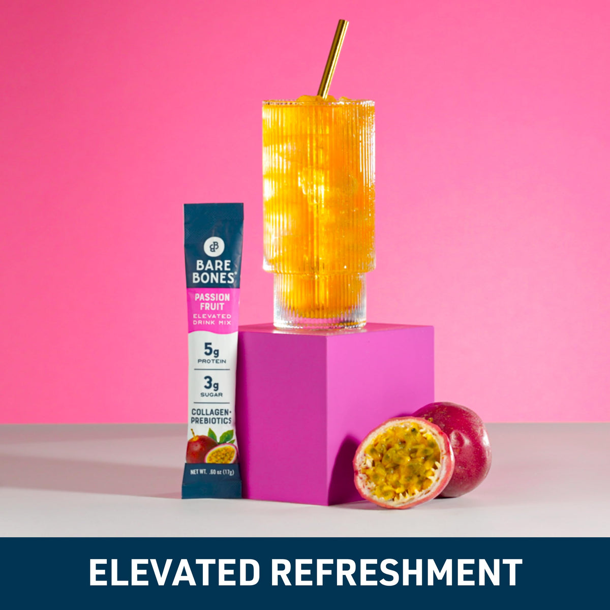 Bare Bones Passion Fruit Elevated Drink Mix – 5g Protein, Light & Gluten-Free