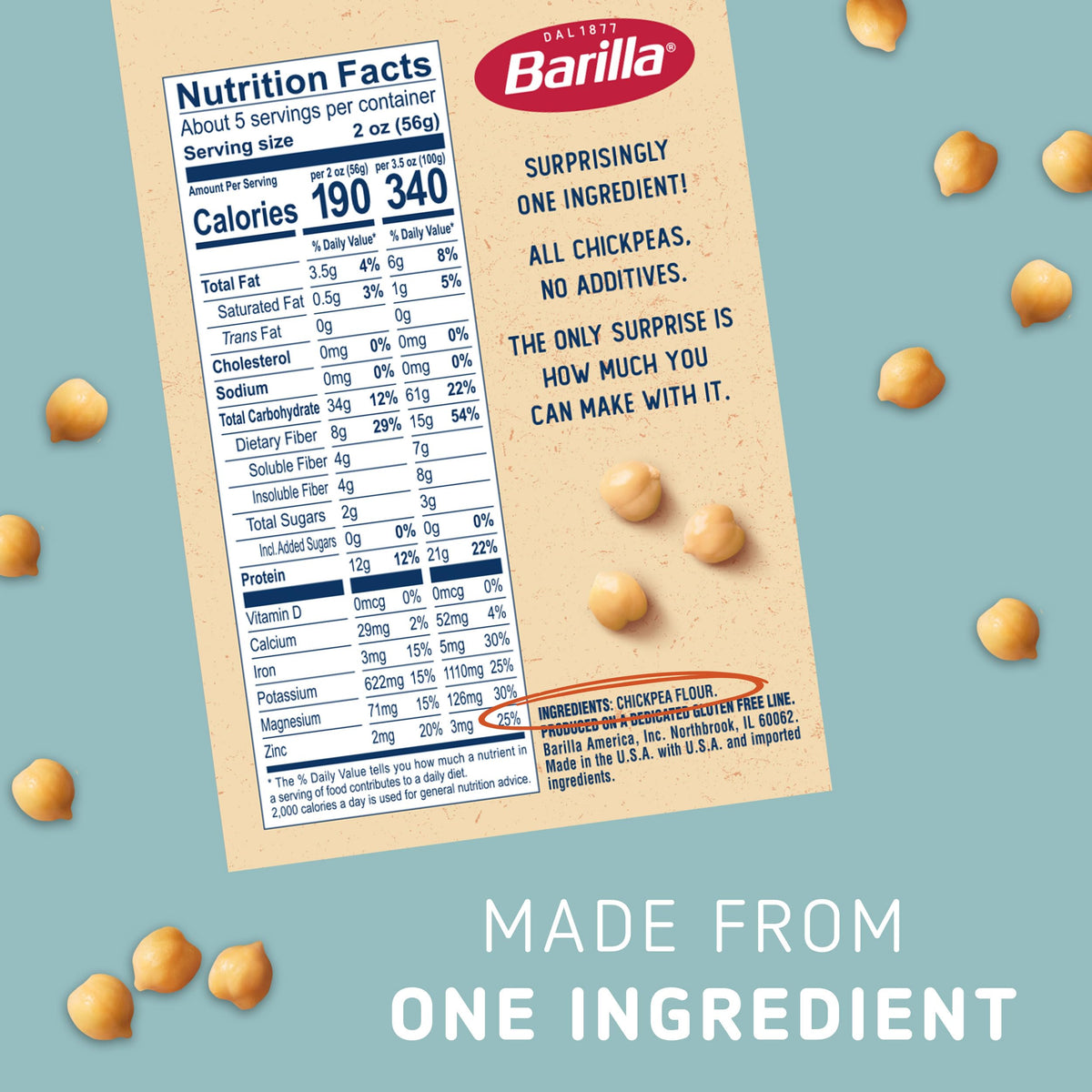 BARILLA Chickpea Orzo Pasta – 10oz (Pack of 8), Gluten-Free & High-Protein