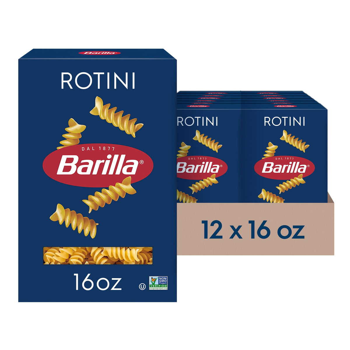 Barilla Rotini Pasta – 16 oz Box (Pack of 12), Non-GMO & Kosher Certified