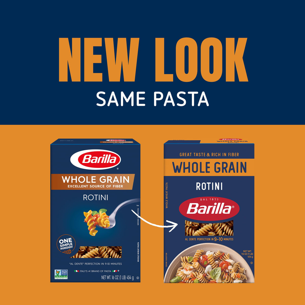 Barilla Whole Grain Rotini Pasta | 16 oz Box (Pack of 12) – 100% Whole Grain Durum, Non-GMO, High Fiber