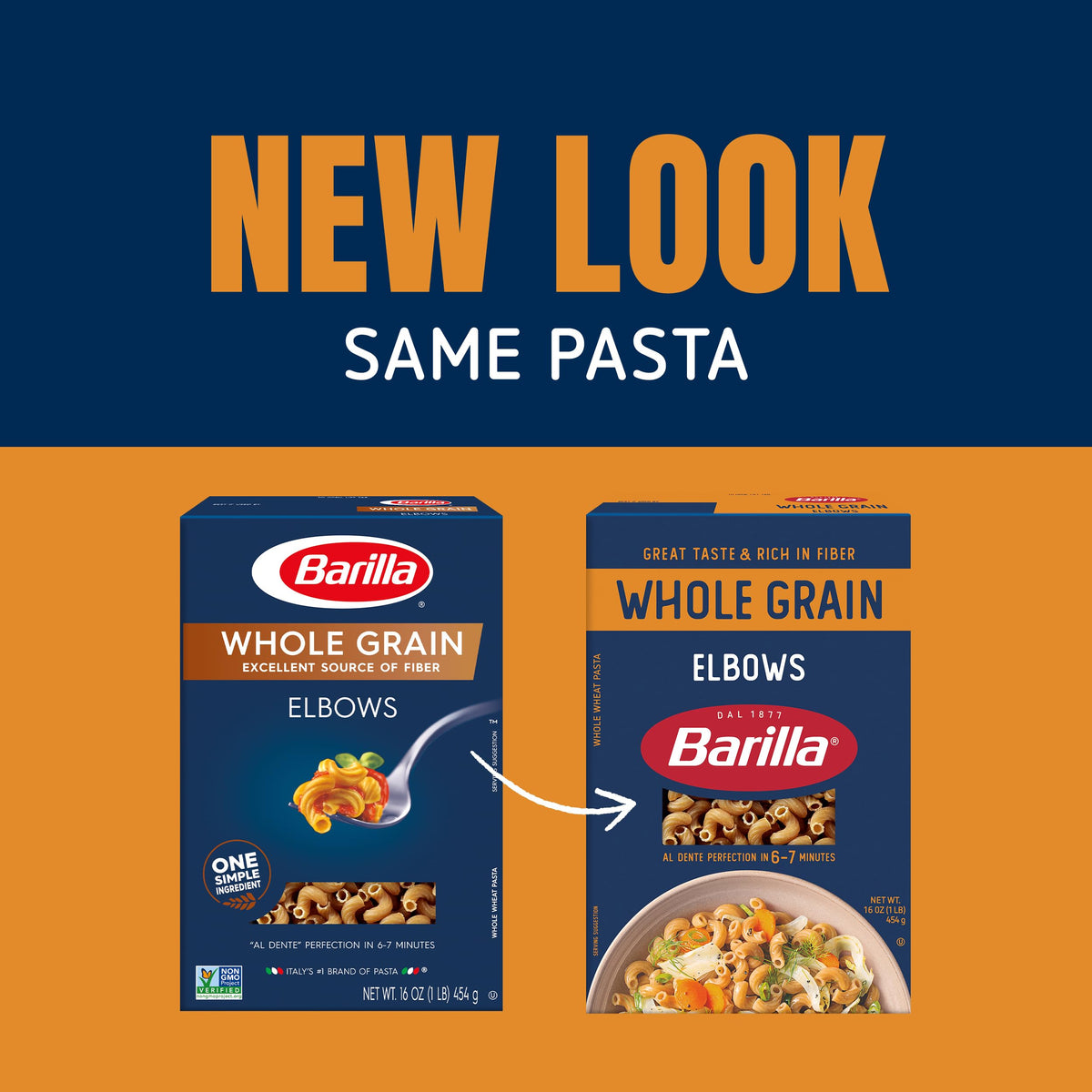Barilla Whole Grain Pasta Elbows (Pack of 12) – Non-GMO, 100% Whole Grain Durum Wheat, 3g Fiber/Serving
