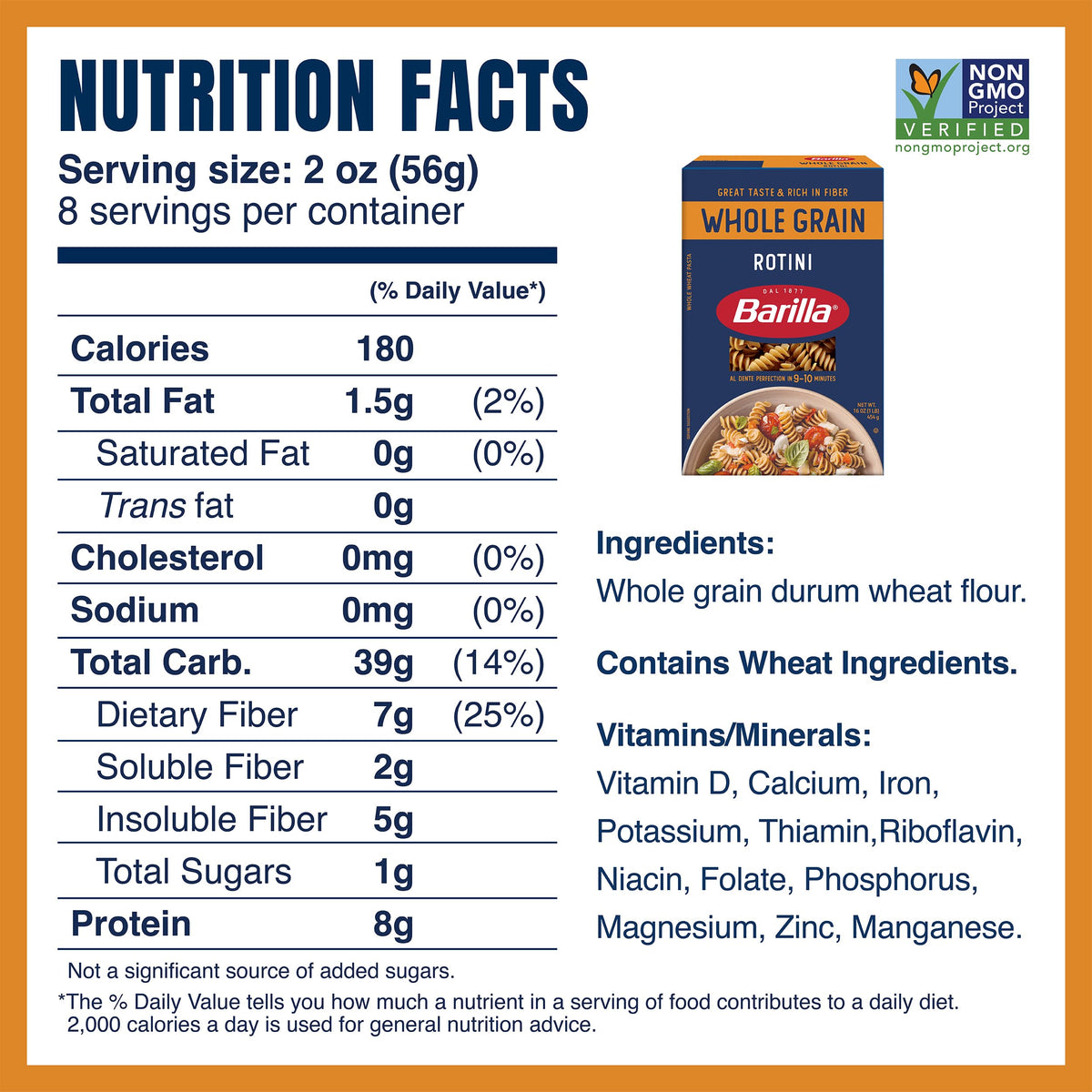 Barilla Whole Grain Rotini Pasta | 16 oz Box (Pack of 12) – 100% Whole Grain Durum, Non-GMO, High Fiber