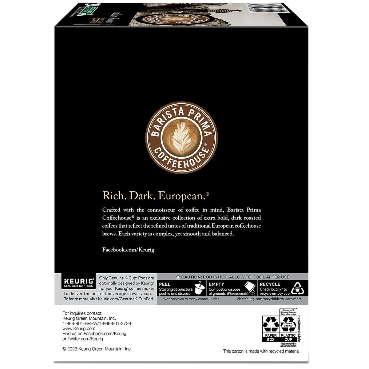 Barista Prima Italian Roast Coffee K-Cup Pods – Dark Roast, 96/Carton | Keurig Compatible