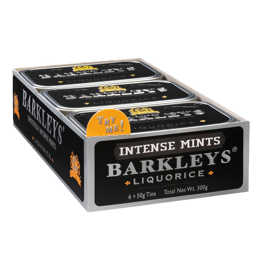 Barkleys Liquorice Breath Mints - Strong Licorice Mint, Vegan, Reusable Tin (6 Pack)