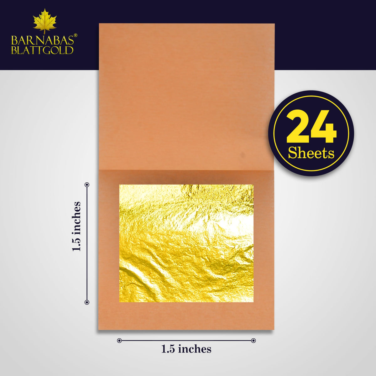 Barnabas Edible Gold Leaf 24K – 1.5in Cake Decorations, Interleaf 12