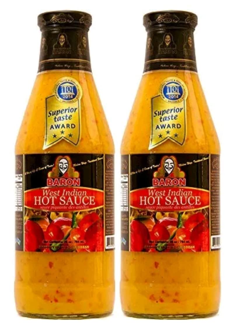 Baron West Indian Hot Sauce 28 oz (Pack of 2) – All-Natural Scotch Bonnet