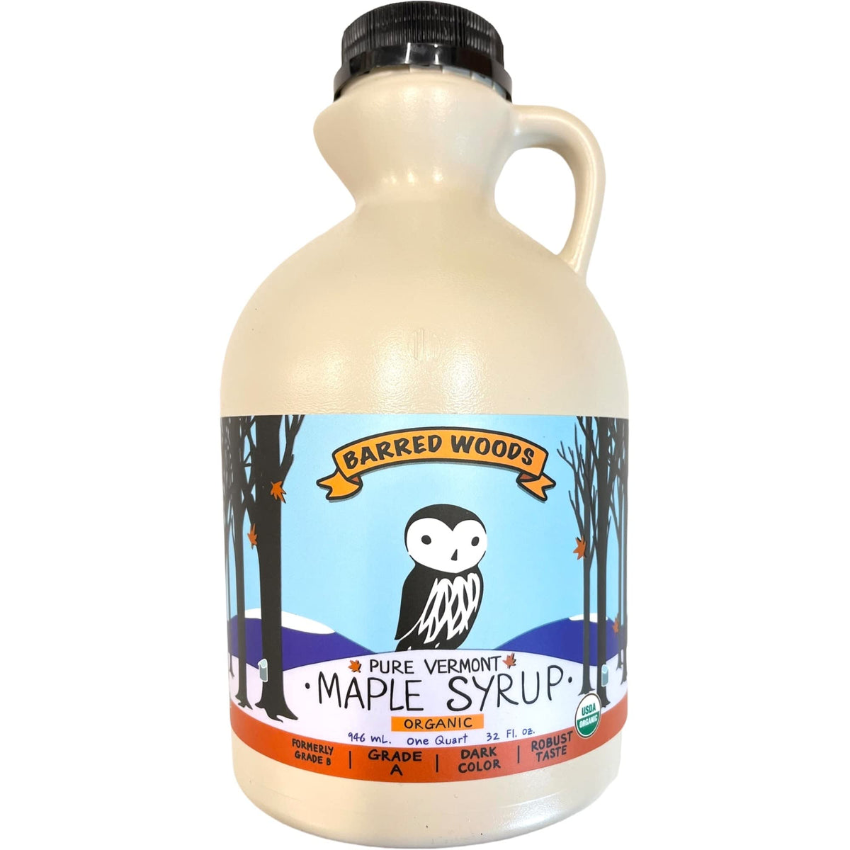 Barred Woods Organic Vermont Maple Syrup – Grade A Dark Robust, 32 oz, 100% Pure & All-Natural