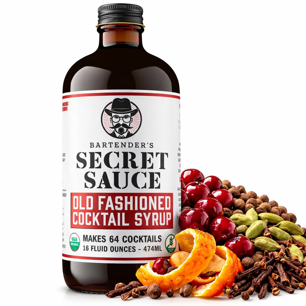 Bartender’s Secret Sauce Old Fashioned Mix – USDA Organic Old Fashioned Syrup with Bitters, 64 Cocktails, 16 oz