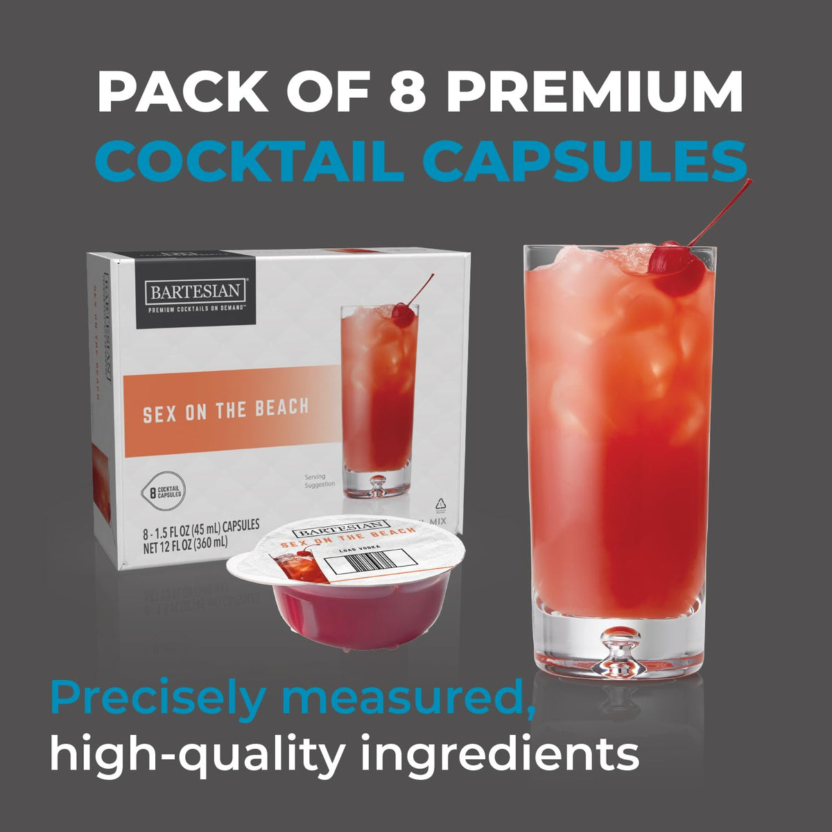 Bartesian Sex on The Beach Cocktail Capsules — Pack of 8 for Bartesian Premium Maker