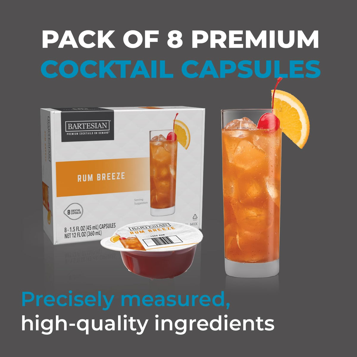 Bartesian Rum Breeze Cocktail Capsules – 8-Pack for Bartesian Premium Cocktail Maker