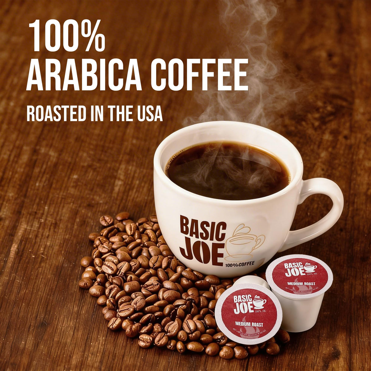Basic Joe Medium Roast Coffee Pods - 80 Count | 100% Arabica | K-Cup Compatible | Made in USA