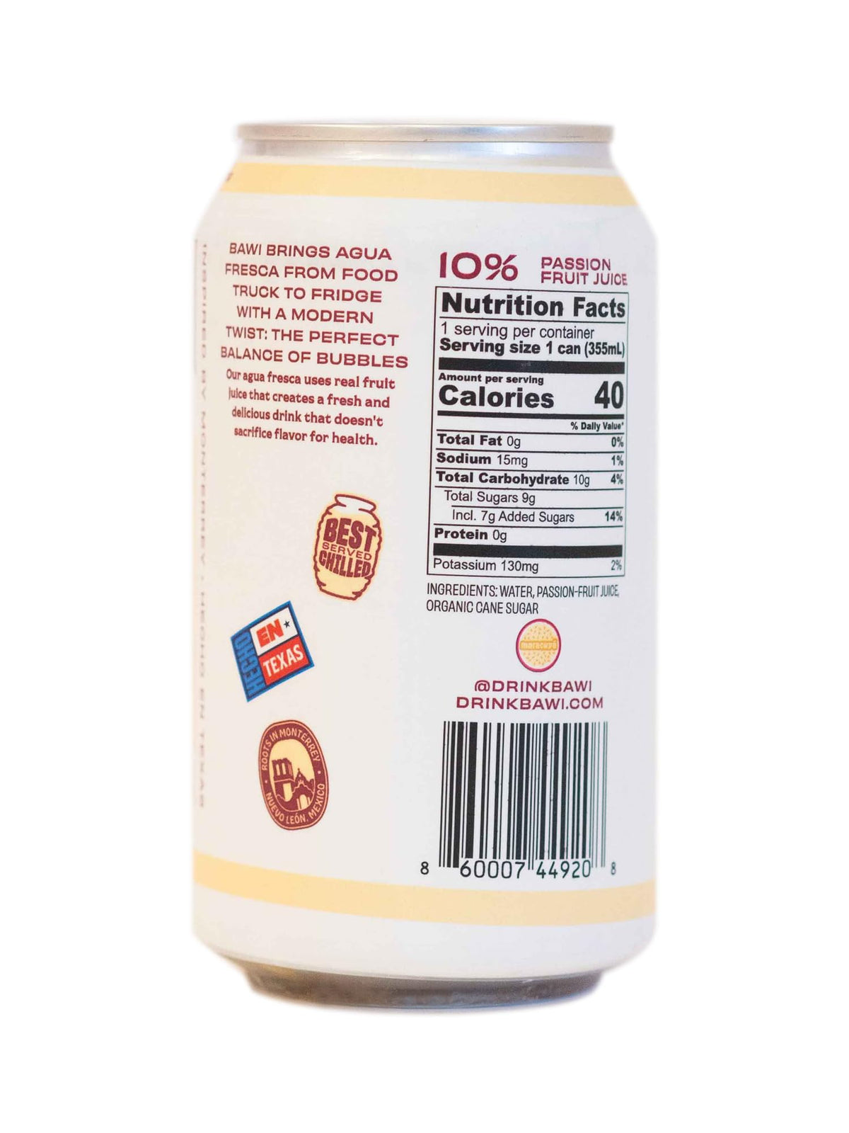 Bawi Agua Fresca Passion Fruit Sparkling Drink – 12 Pack (12 oz Each)