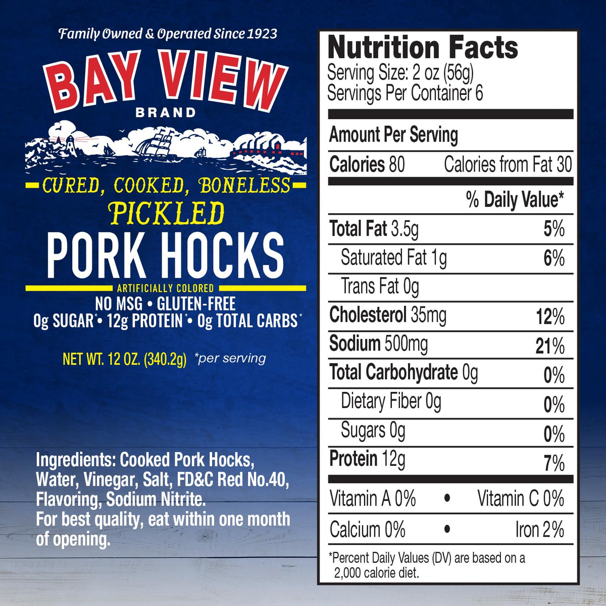 Bay View Brand Gourmet Pickled Pork Hocks 12 oz | Wisconsin Family-Owned Since 1923