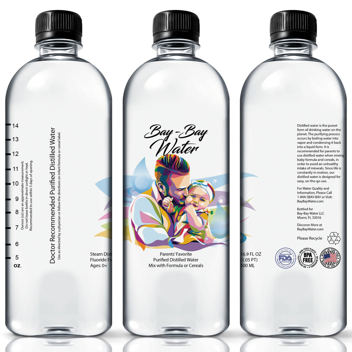 Bay-Bay Water - Purified Distilled Water for Babies - 16.9 oz, BPA Free