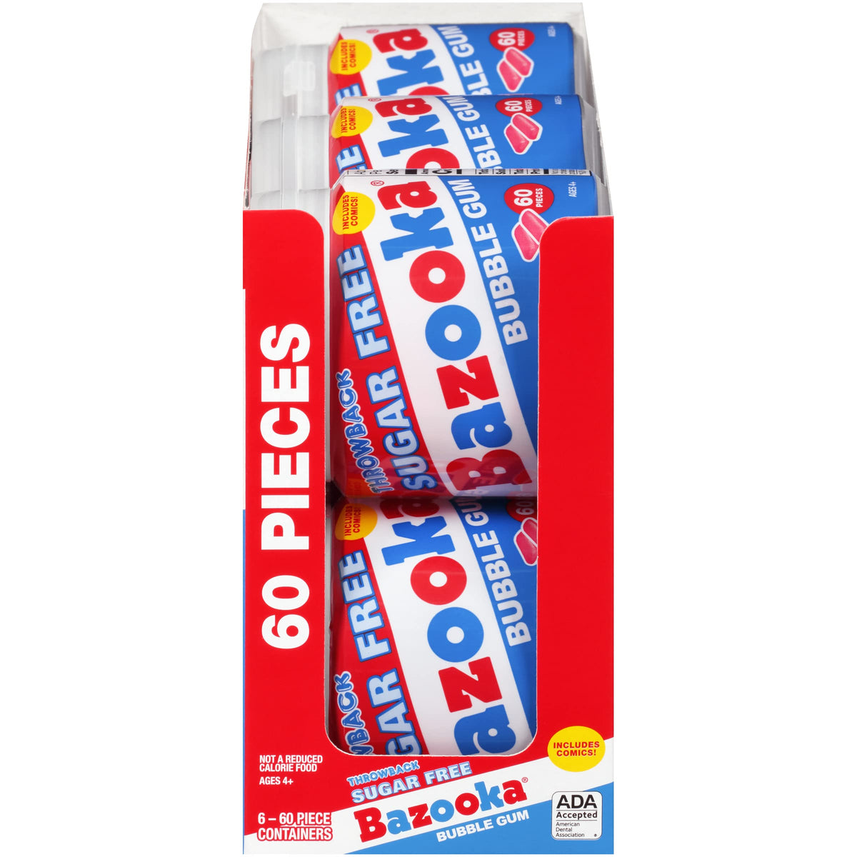 Bazooka Sugar-Free Easter Bubble Gum — 60-Count To-Go Cup (Pack of 6)
