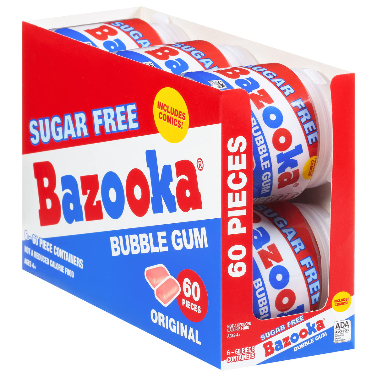Bazooka Sugar-Free Easter Bubble Gum — 60-Count To-Go Cup (Pack of 6)