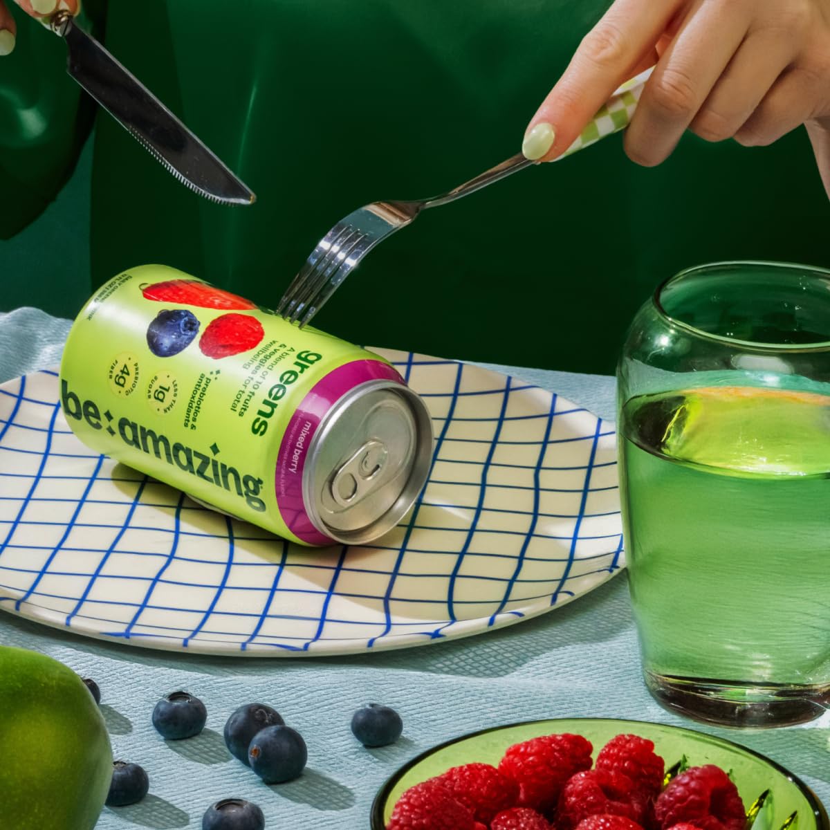 Be Amazing Greens Drink – Mixed Berry RTD, 10 Organic Fruits & Veg, 25 Calories
