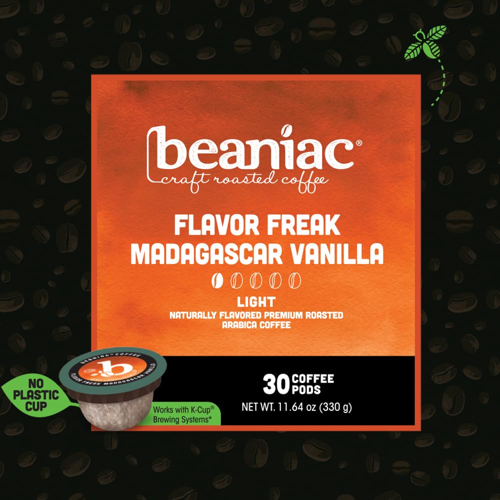 beaniac Flavor Freak Madagascar Vanilla — Flavored Light Roast K-Cup Pods, 30 Count