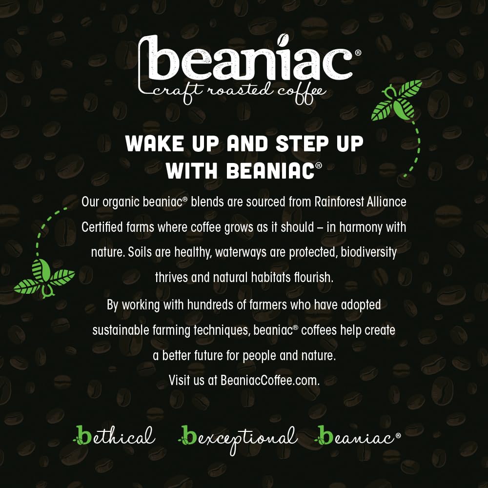 Beaniac Organic Kickstarter Colombian Coffee Pods – Medium-Light Roast, Compostable K-Cups, Keurig Compatible (30 Count)