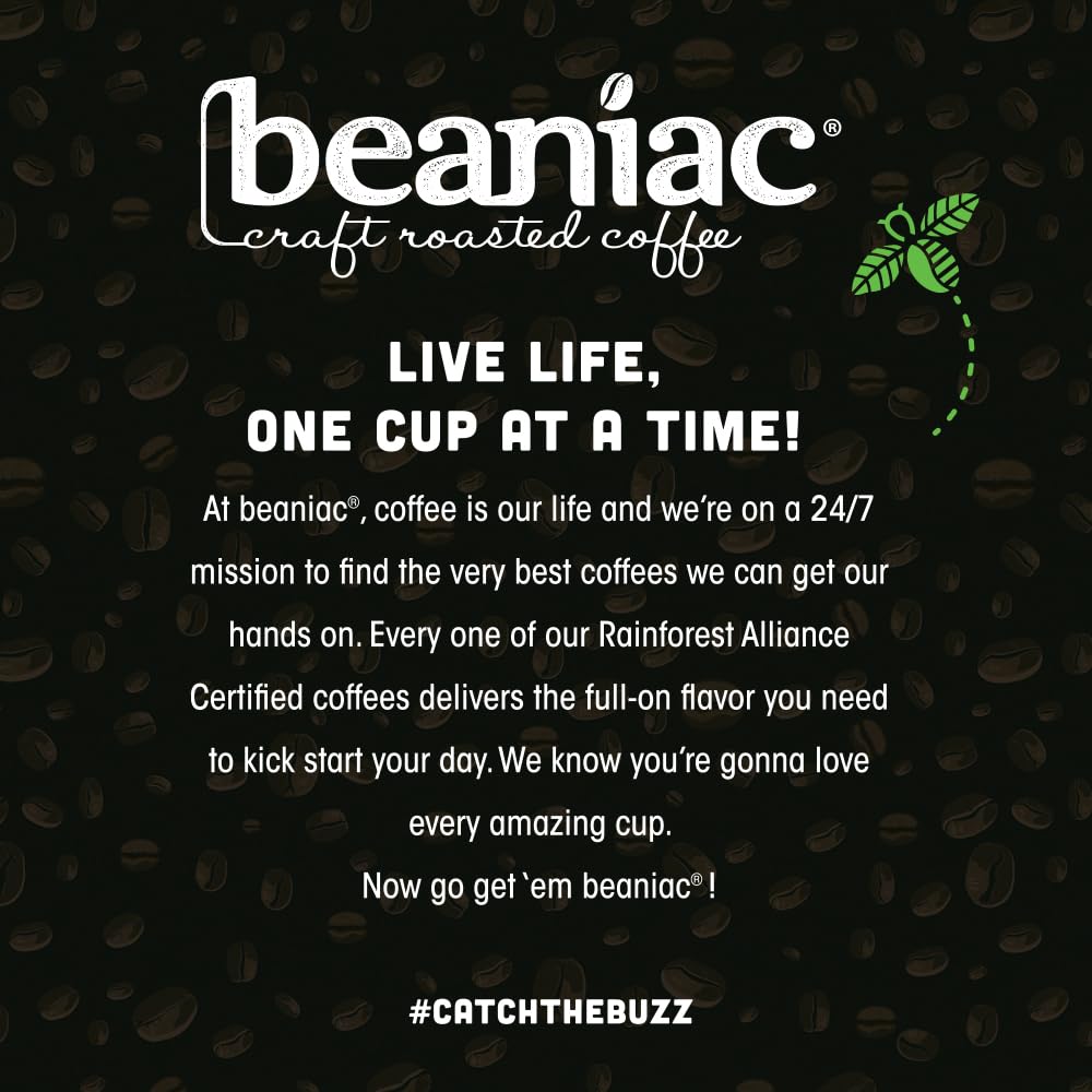 Beaniac Sweet n' Saucy Caramel Coffee Pods – Flavored Light Roast, Keurig Compatible, 30-Count, Compostable