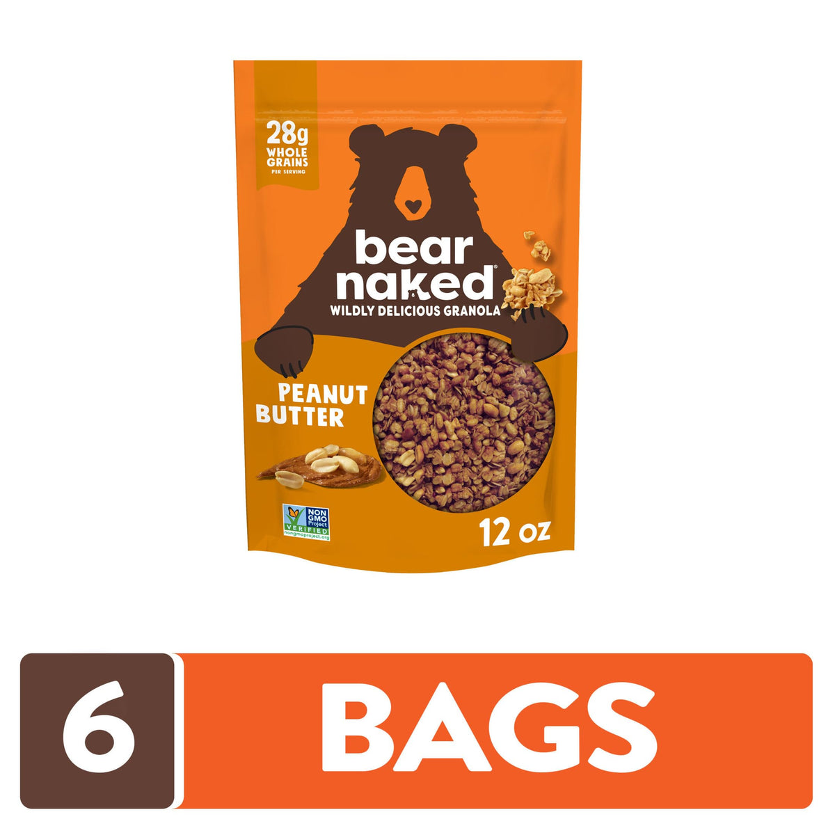 Bear Naked Granola Cereal: Peanut Butter, Soft-Baked Snack Pack (6 Bags)