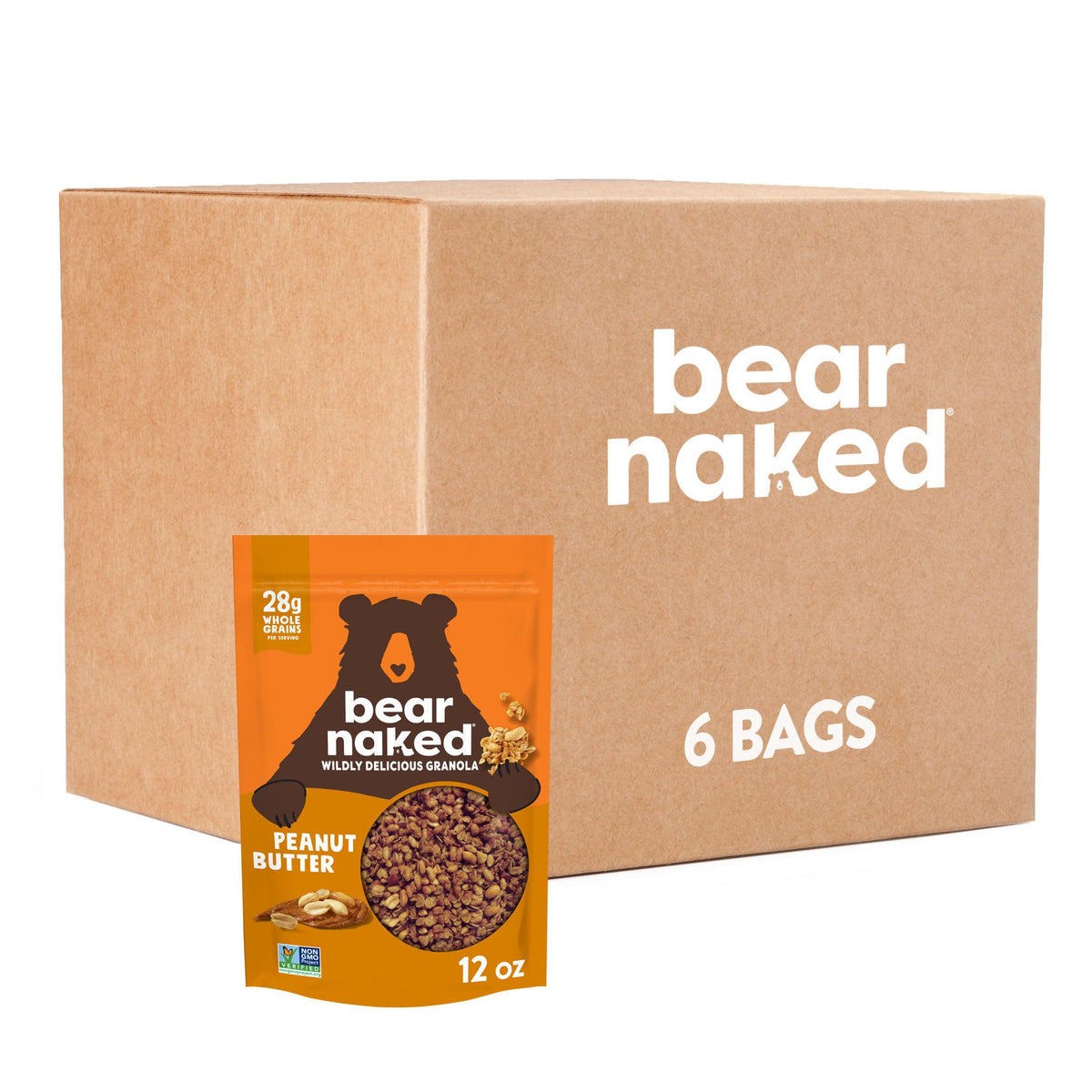 Bear Naked Granola Cereal: Peanut Butter, Soft-Baked Snack Pack (6 Bags)