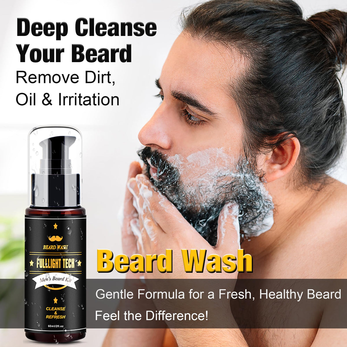 Beard Kit Gifts for Men, 3 Natural Beard Oil, Gently Soothes Itch & Dryness