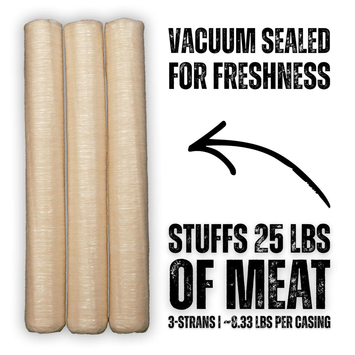 Bearded Butchers 21mm Fresh Edible Collagen Casings (3-Pack) – Ready-to-Use for Breakfast Sausage Links