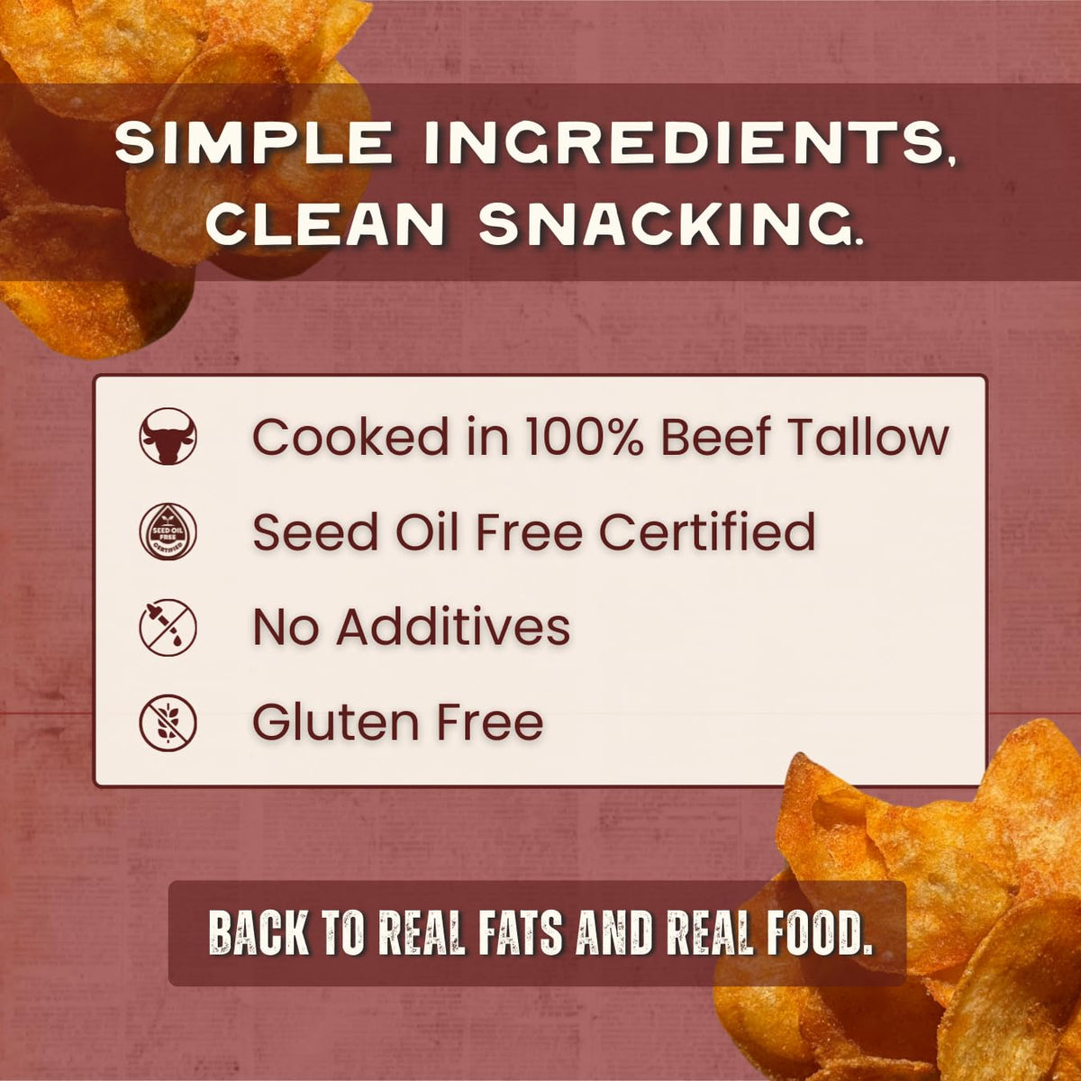 Beefy’s Own Beef Tallow Potato Chips – Gluten-Free Thick-Cut Kettle Chips (Barbecue, 3 x 5 oz)
