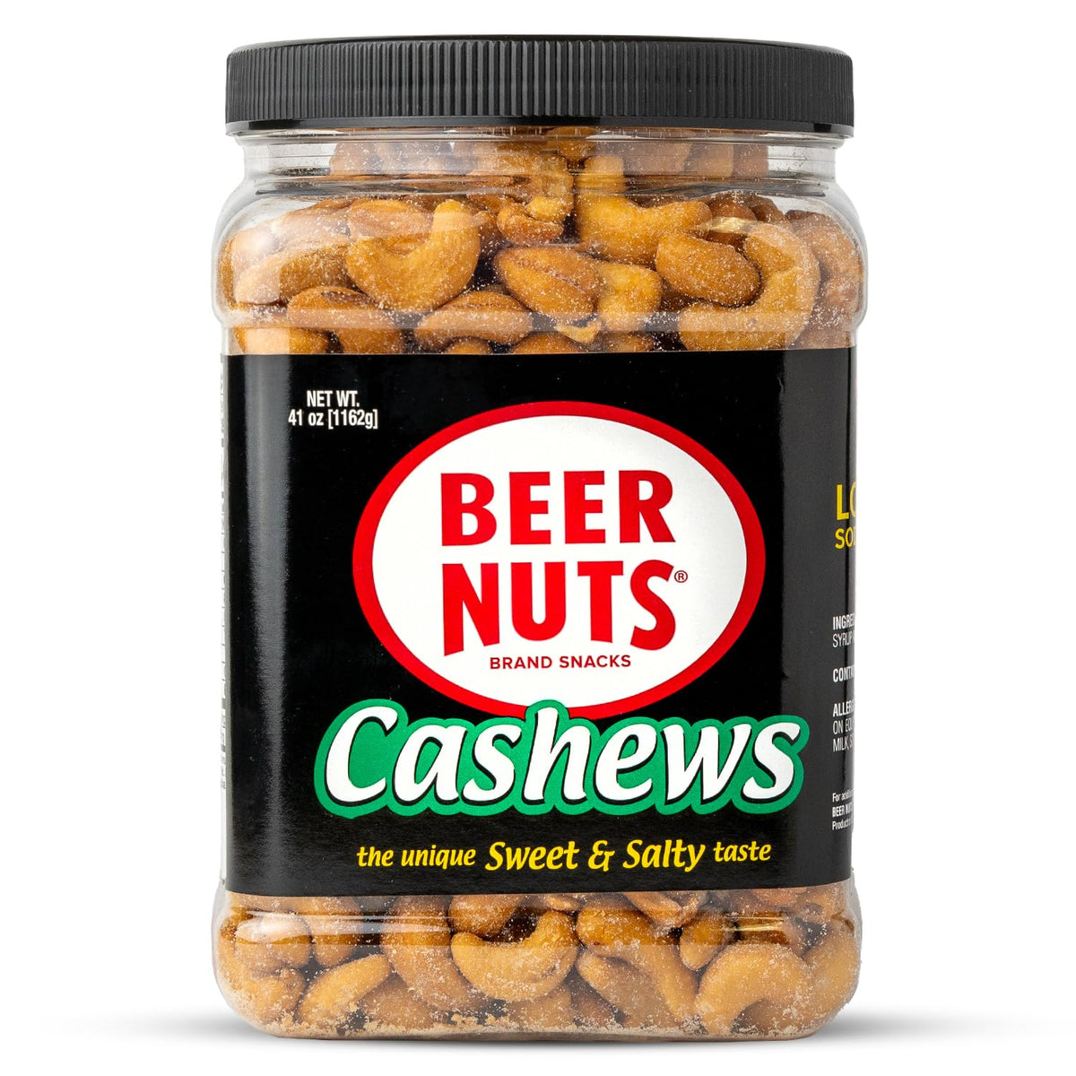 Beer Nuts Cashews – Sweet & Salty Flavor, Gluten Free, Kosher, Low Sodium | American Made Since 1937 (41oz)
