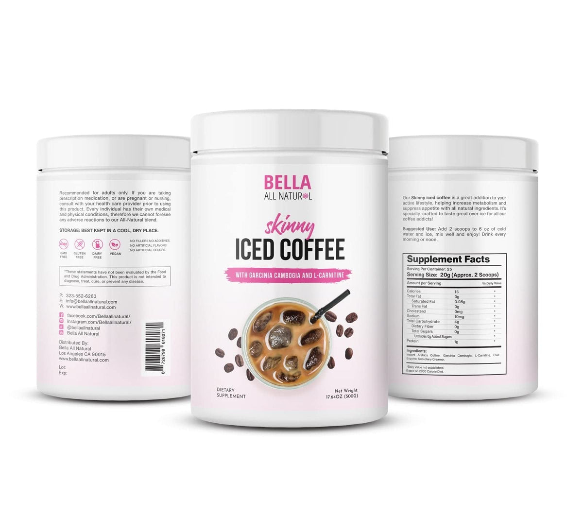 Bella All Natural Skinny Iced Coffee - Good Taste 500 g (17.6 oz)