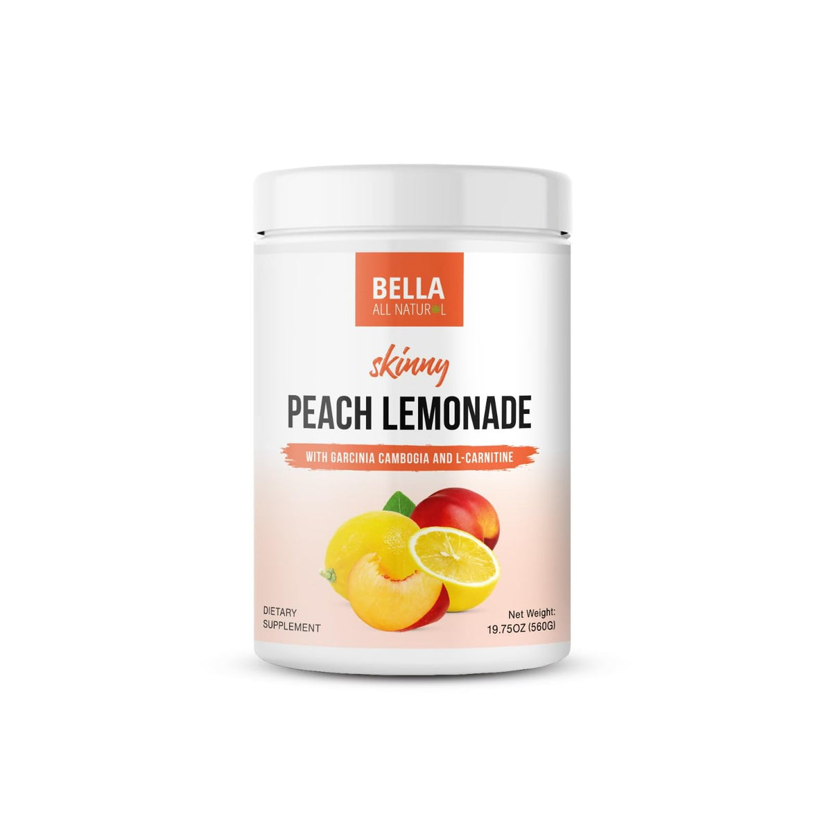 Bella All Natural Skinny Lemonade - Peach Flavor, 560g | Low-Calorie Peach Lemonade