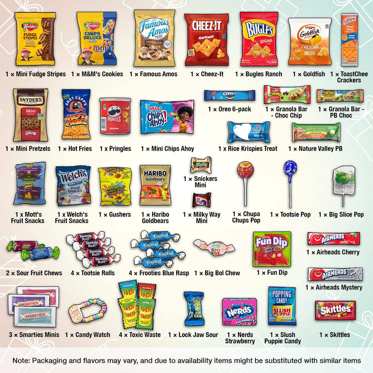 Belmint Snack Box Variety Pack – 50 Count Gift Basket for Mom, Grandma, Wife & More