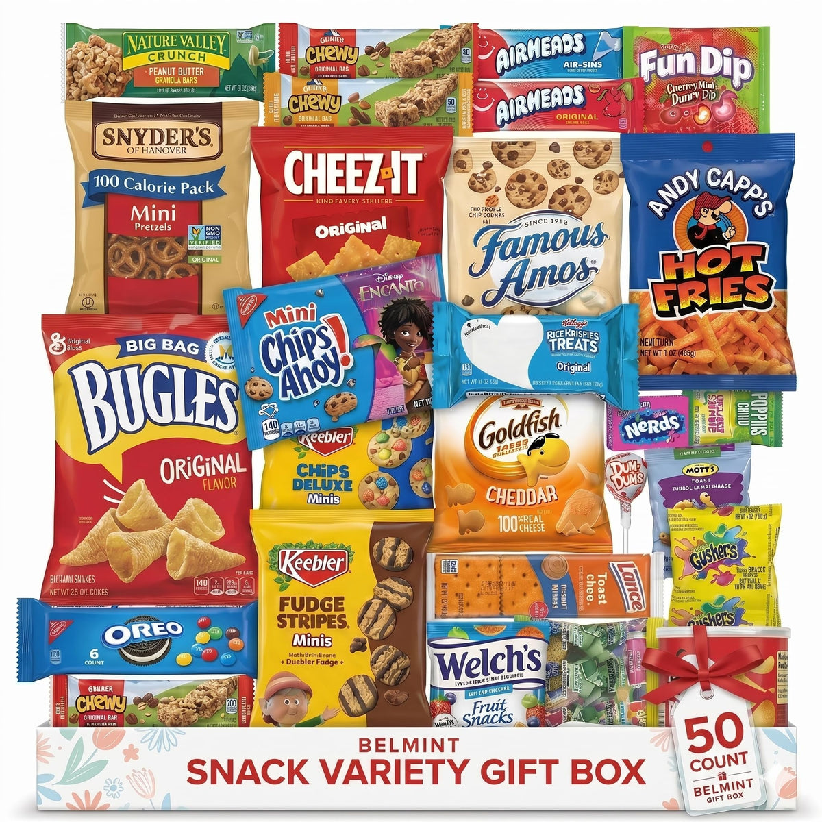 Belmint Snack Box Variety Pack – 50 Count Gift Basket for Mom, Grandma, Wife & More