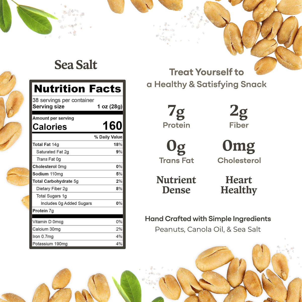 Belmont Peanuts Gourmet Sea-Salted Virginia Peanuts – 25 oz, 3 Ingredients, No Preservatives