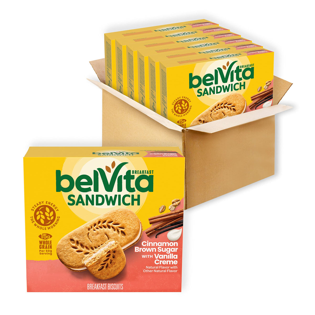 Belvita Breakfast Sandwich Cinnamon Brown Sugar with Vanilla Creme – 30 Pack Breakfast Biscuits