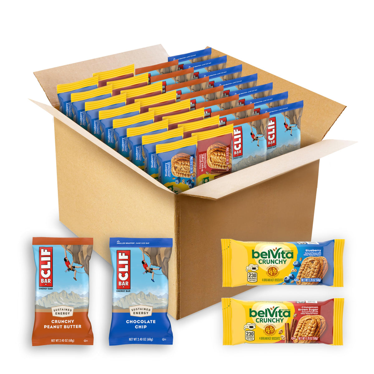 Belvita & CLIF BAR Variety Pack – 30 Count, 4 Flavors