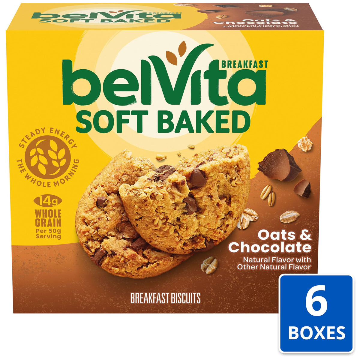 belVita Soft Baked Oats & Chocolate Breakfast Bars – 6 Boxes (30 Packs)
