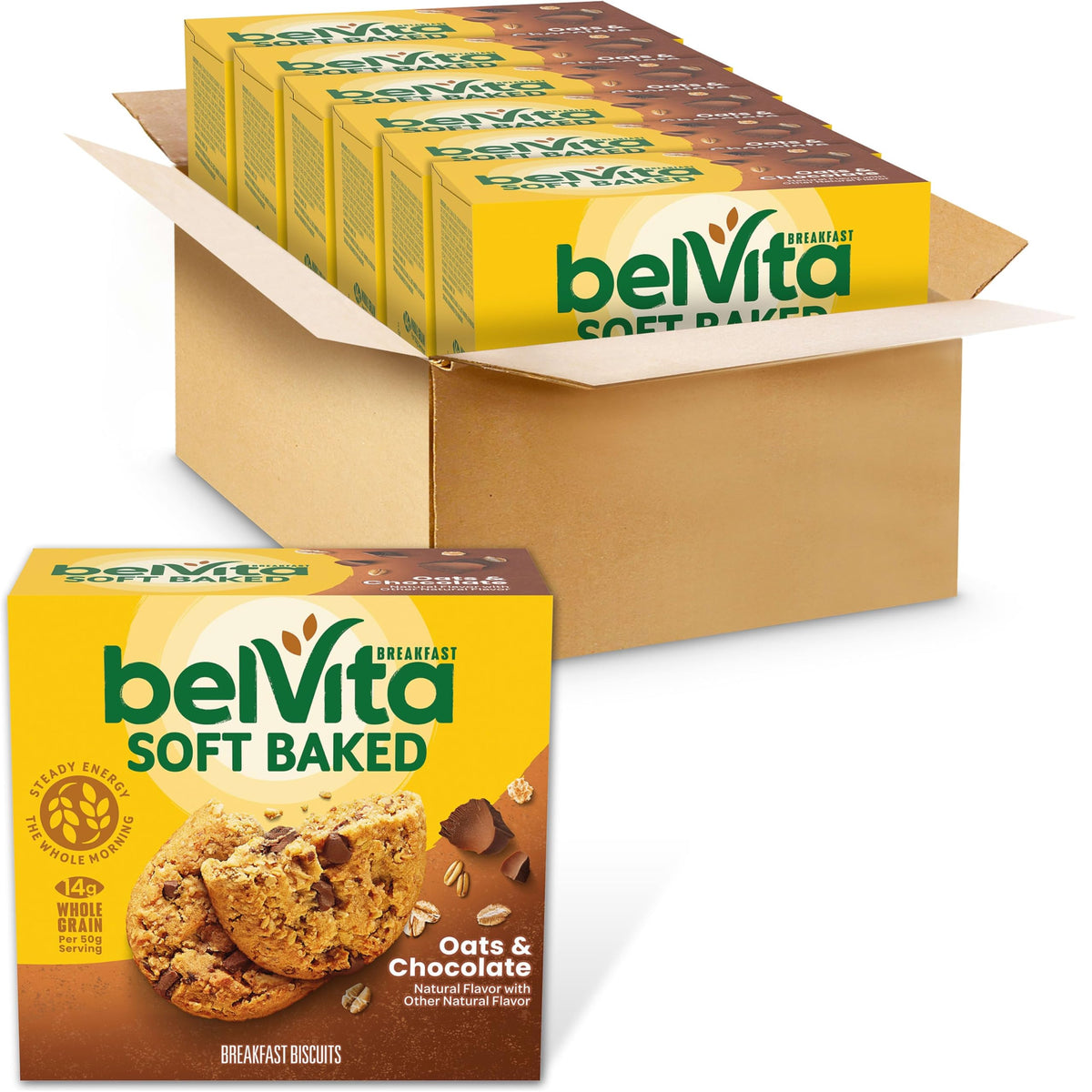 belVita Soft Baked Oats & Chocolate Breakfast Bars – 6 Boxes (30 Packs)