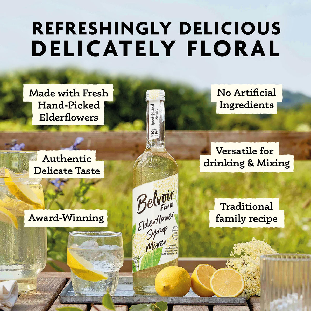 Belvoir Fruit Farms Elderflower Syrup Mixer (500ml) – Pack of 2 | Natural Drink Mix