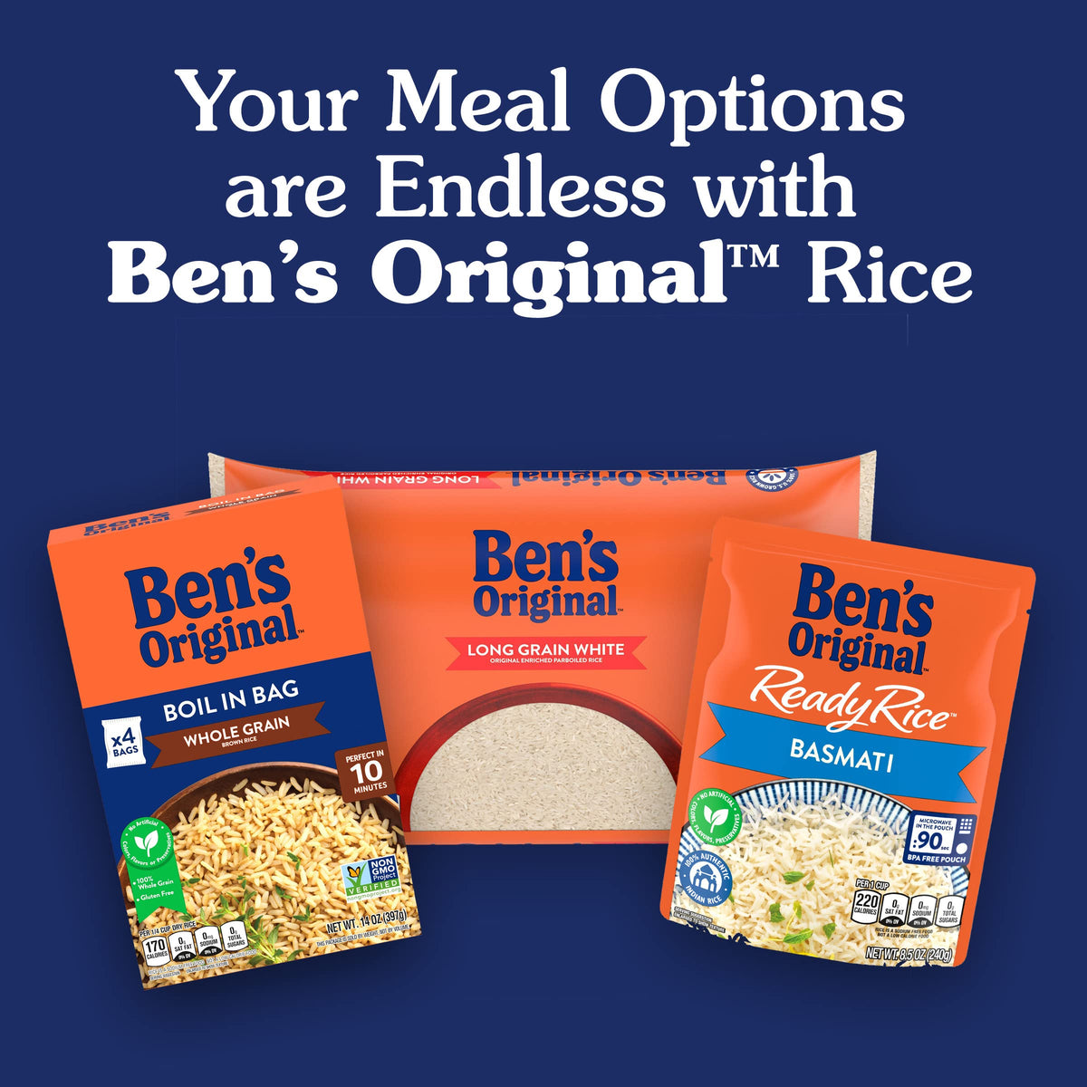 BEN'S ORIGINAL Parboiled Long Grain White Rice, 12 x 1 lb – Quick 20-Minute Cook