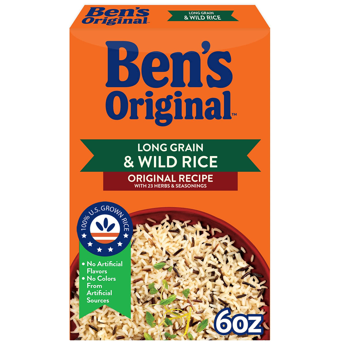 BEN'S ORIGINAL Flavored Long Grain & Wild Rice, 6 oz Box (Pack of 12) | 23-Herb Seasoned Blend