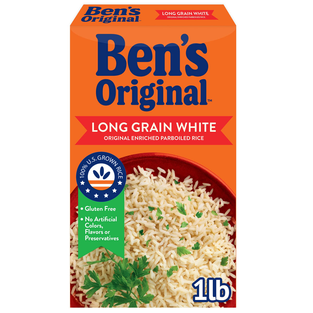 BEN'S ORIGINAL Parboiled Long Grain White Rice, 12 x 1 lb – Quick 20-Minute Cook